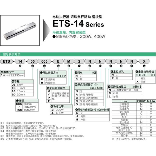 CKD喜開理電動執行器（無馬達型）滑塊型ETS-14-05025-EM2NNNNN