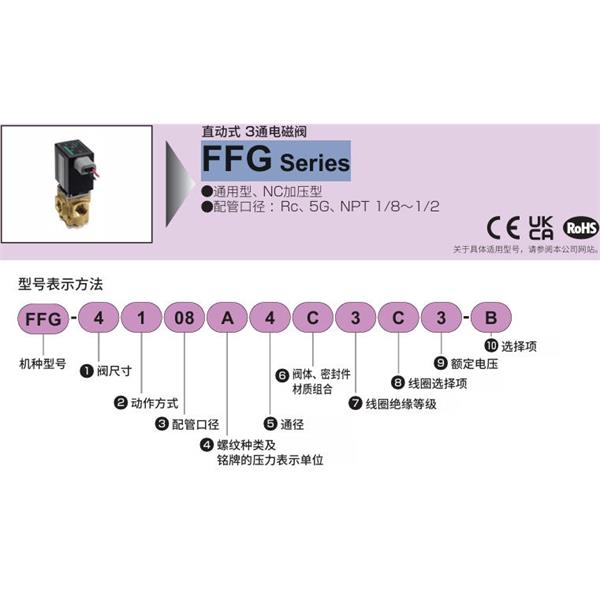 CKD喜開理多種流體直動式3通電磁閥集成閥FFG-512E4U3SK-B