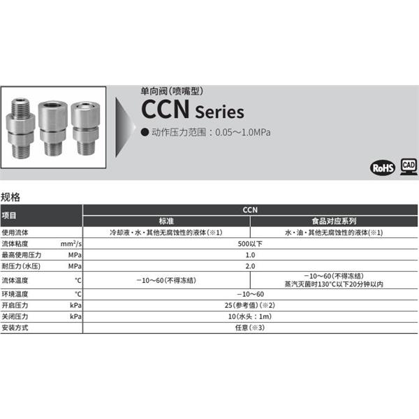 CKD喜開理單向閥（噴嘴型）CCN-08F-4-FP2