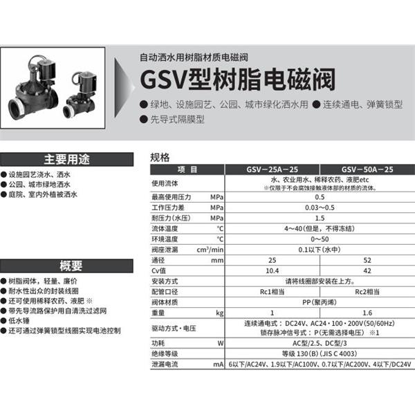 CKD喜開理自動(dòng)灑水用樹脂制電磁閥GSV-25A-25-AC100V
