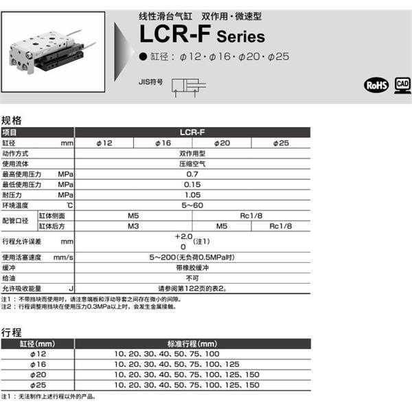 CKD喜開理線性滑臺氣缸LCR-F-25-150-F2H1-R-S506DTN