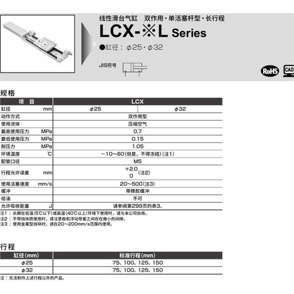 CKD喜開理線性滑臺氣缸LCX-32L-150-S5