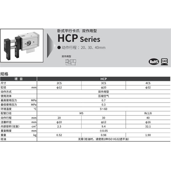 CKD喜開(kāi)理臥式平行卡爪HCP-3CS-Y1